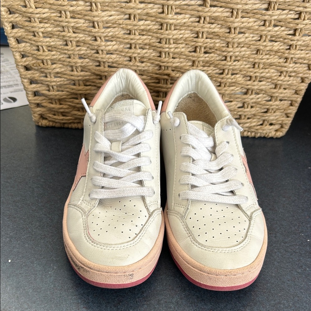 Vintage Havana White Sneakers with Blush Pink Star & Trim - Picture 3 of 5